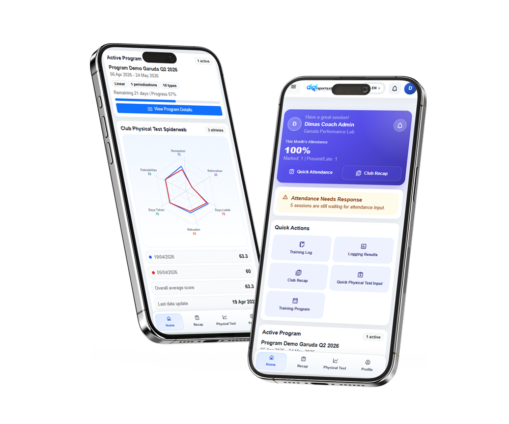 Preview dashboard mobile Digisports untuk atlet dan pelatih